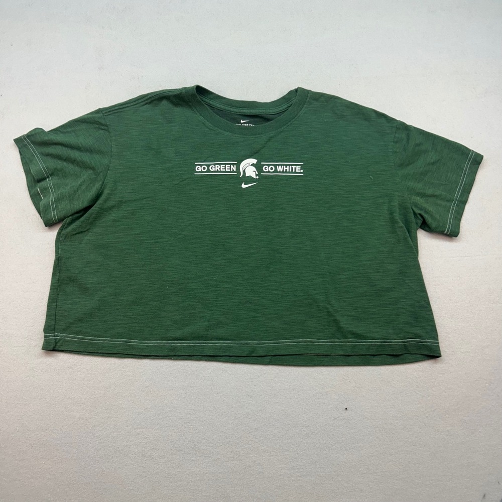 Nike Michigan State Spartans Go Green Go White Crop Top XXL Green Dri-FIT Tee
